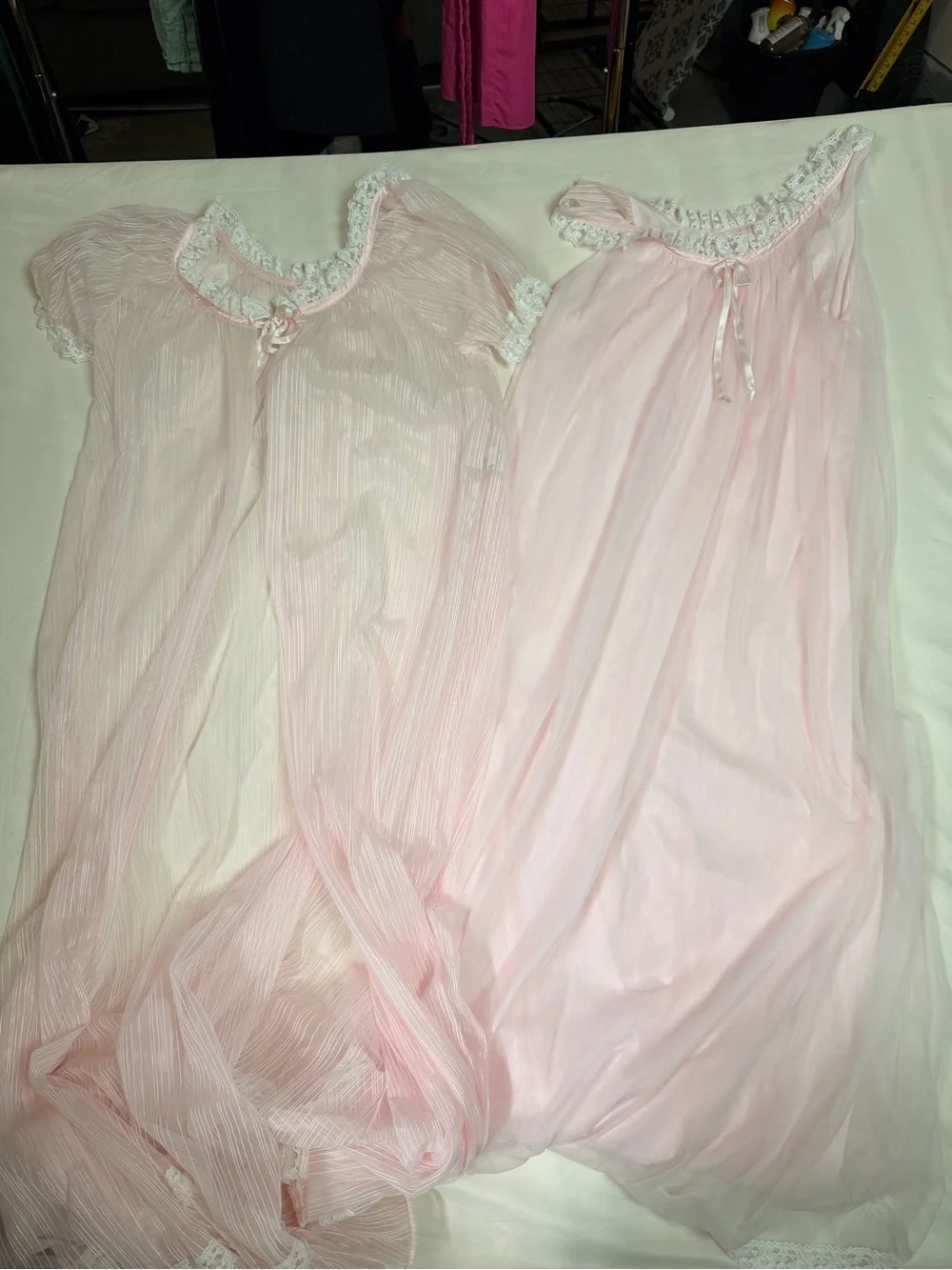 Vintage feminine Pink Lace-Trim Nightgown - Women’s Soft Sleepwear